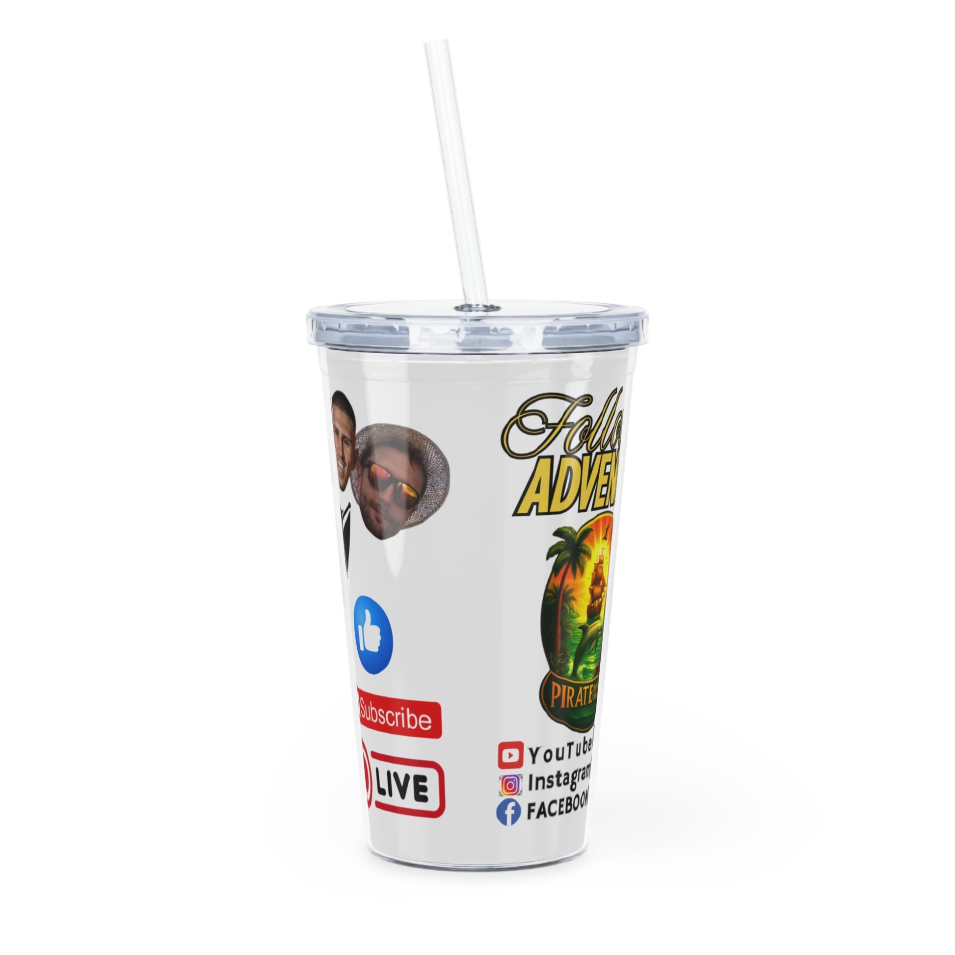 Adventure Plastic Tumbler with Straw - Travel Cup for Road Trips, Summer Beach Days, Camping, Gifts for Travelers, Fun Drinkware