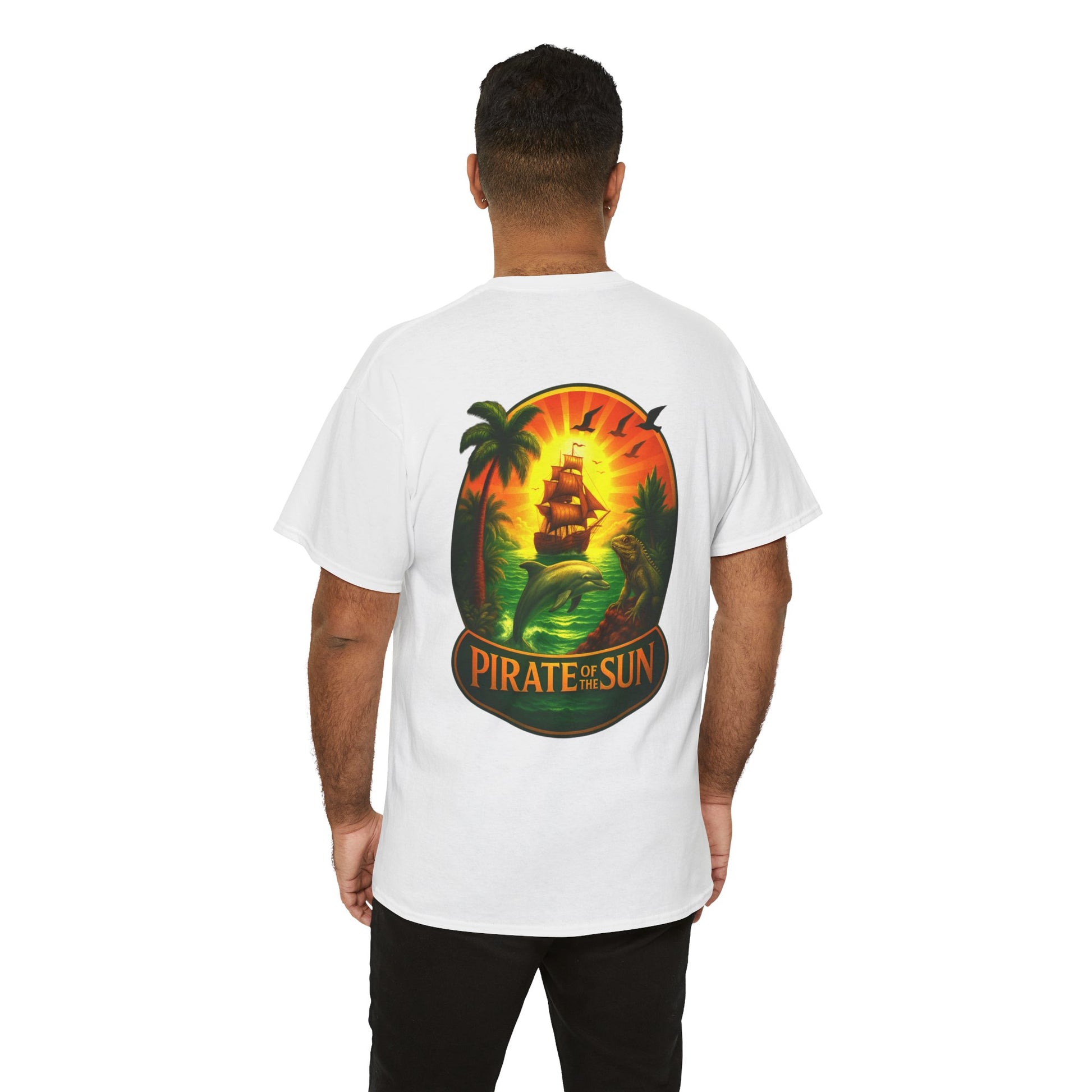 Tropical Pirate Graphic Tee, Summer Vibe Shirt, Beachwear, Gift for Adventure Lovers, Casual Wear