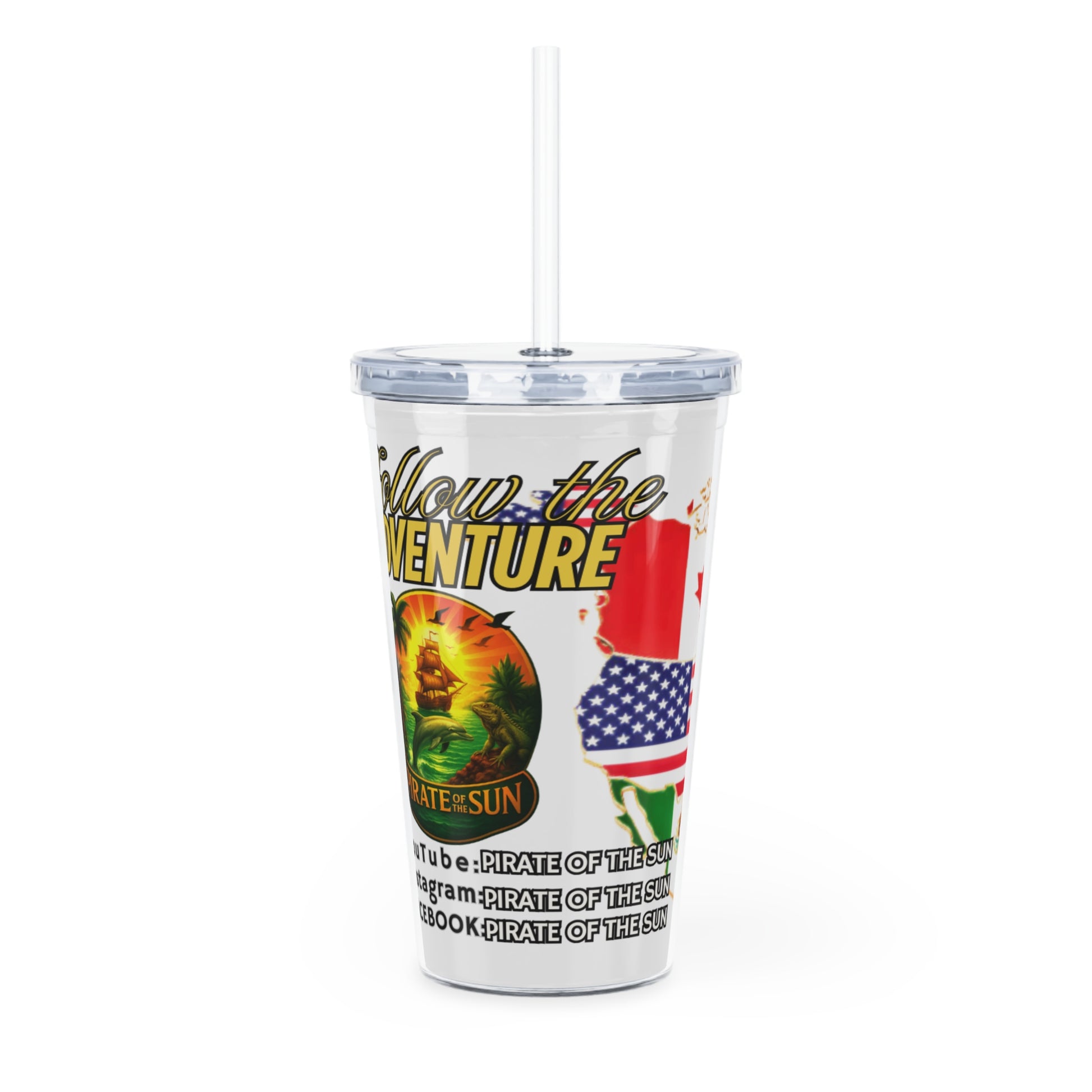 Adventure Plastic Tumbler with Straw - Travel Cup for Road Trips, Summer Beach Days, Camping, Gifts for Travelers, Fun Drinkware