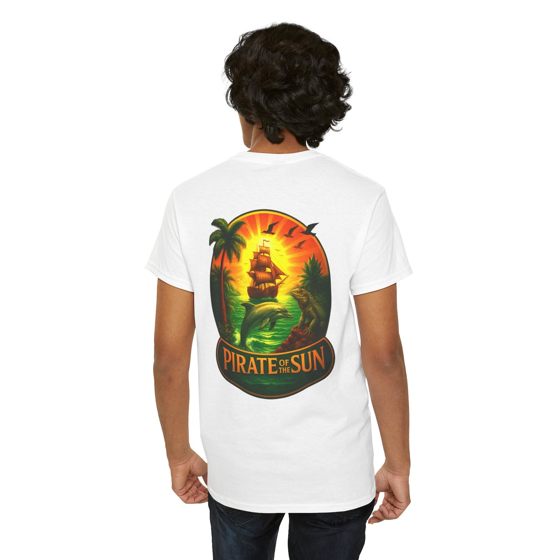 Tropical Pirate Graphic Tee, Summer Vibe Shirt, Beachwear, Gift for Adventure Lovers, Casual Wear